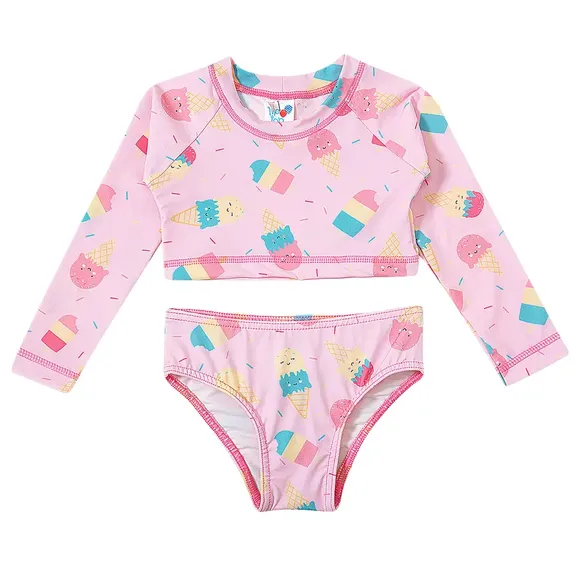 Top E Calcinha Praia Toddler Sorvete Elastano Proteção Uv50+ Tip Top