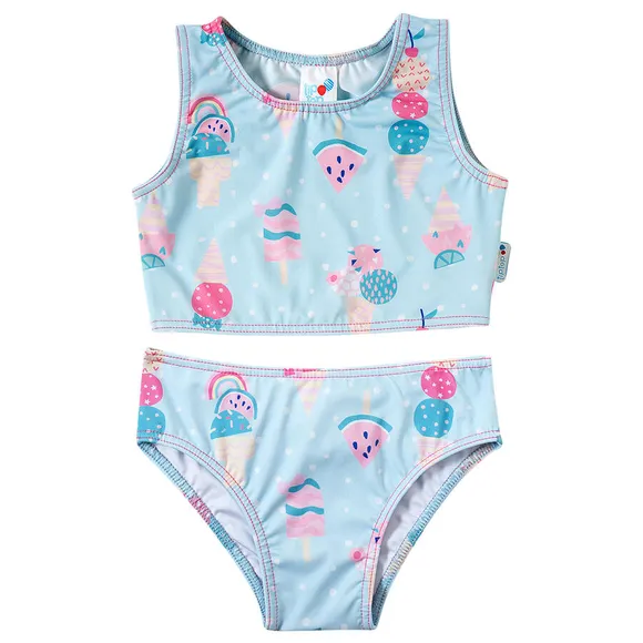 Top E Calcinha Praia Toddler Sorvete De Frutas Elastano Proteção Uv50+ Tip Top