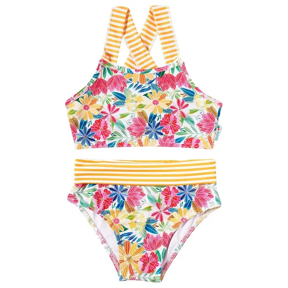 Top E Calcinha Praia Toddler Festa Das Flores Elastano Proteção Uv50+ Tip Top