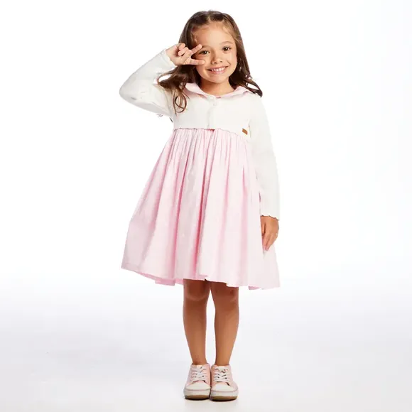 Bolero Manga Longa Toddler Liso Tricot Tip Top