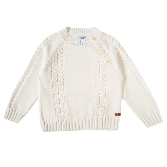 Blusão Batizado Com Botões Estampa Lisa Tricot Toddler Tip Top