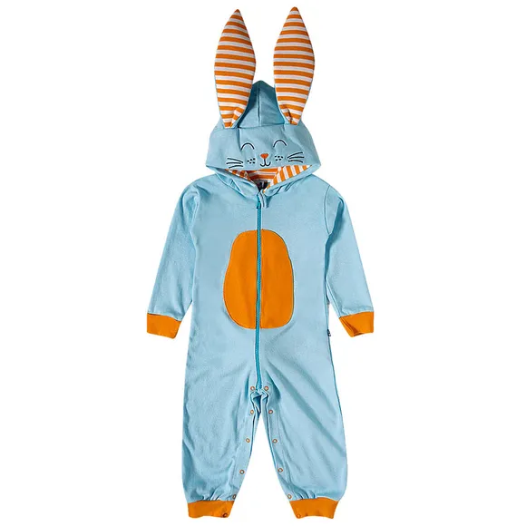Macacão Kids Coelhinho Da Páscoa Azul Divertidos Suedine Tip Top