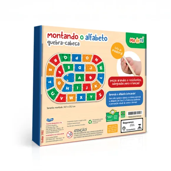Quebra Cabeça Montando O Alfabeto 27 Peças Maderá