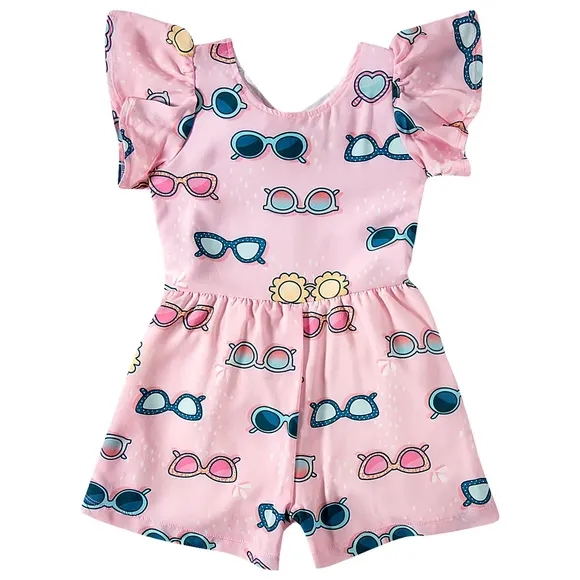 Macaquinho Kids Rosa Viscose Plana Tip Top