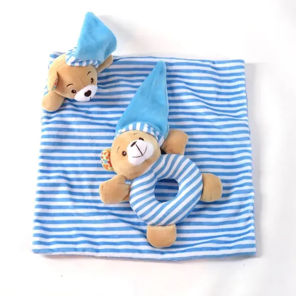 Naninha Com Chocalho 2 Em 1 Urso Azul Love