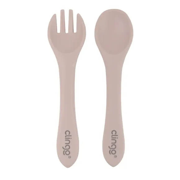 Kit Garfo E Colher De Silicone Rosa Clingo