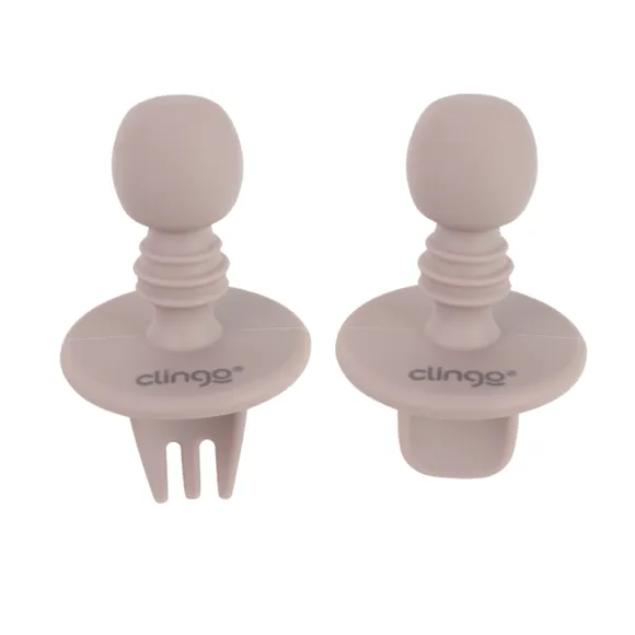 Primeiros Talheres De Silicone Flex Rosa Clingo