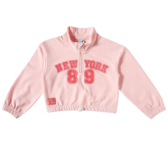 Blusão Kids Rosa Moletinho Com Silk Tip Top