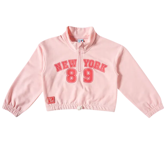 Blusão Kids Rosa Moletinho Com Silk Tip Top