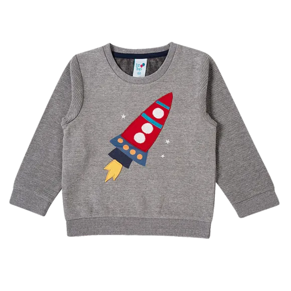 Blusão Foguete Cinza Moletom Kids Tip Top