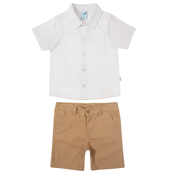 Conjunto Curto Batizado Liso Plano Kids Tip Top