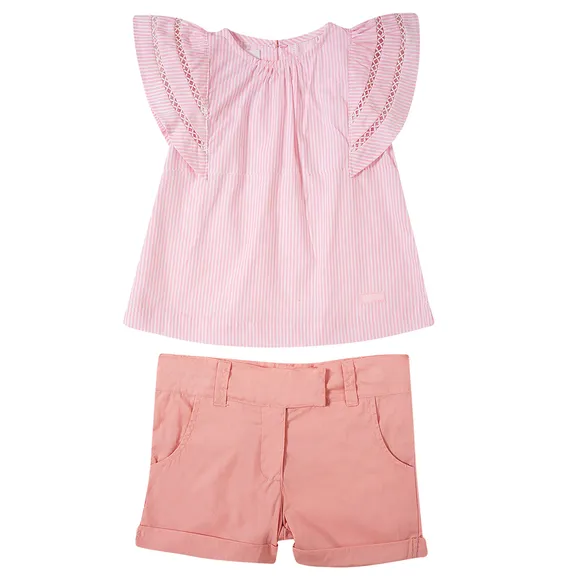 Conjunto Curto Rosa Tricoline Kids Tip Top