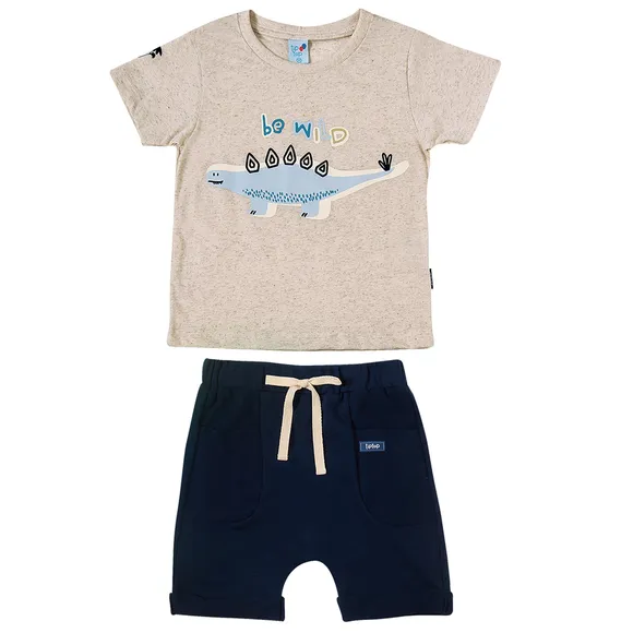 Conjunto Curto Dino Malha Flamê Kids Tip Top