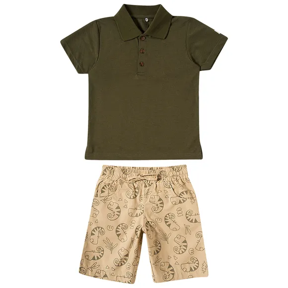 Conjunto Curto Camaleão Malha Piquet Kids Tip Top