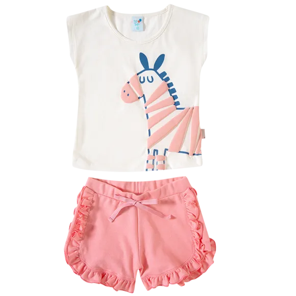 Conjunto Blusa E Short Zoo Meia Malha Kids Tip Top
