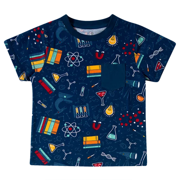 Conjunto Curto Cientista Meia Malha Estampada Kids