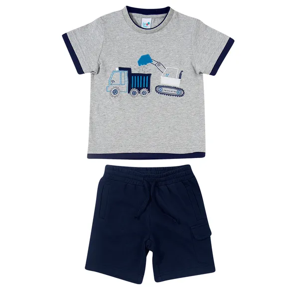 Conjunto Curto Transporte Meia Malha Kids Tip Top
