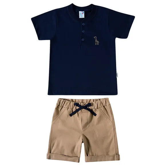 Conjunto Curto Kids Liso Malha Flamê Tip Top