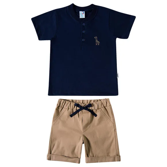 Conjunto Curto Kids Liso Malha Flamê Tip Top