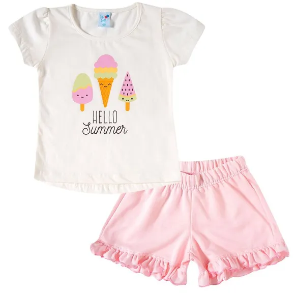 Conjunto Curto Kids Sorvetinho Meia Malha Tip Top