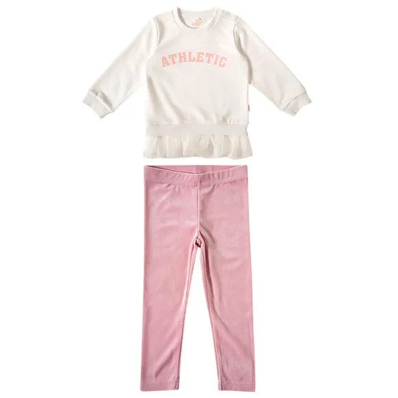 Conjunto Comprido Kids Rosa Moletinho Tip Top