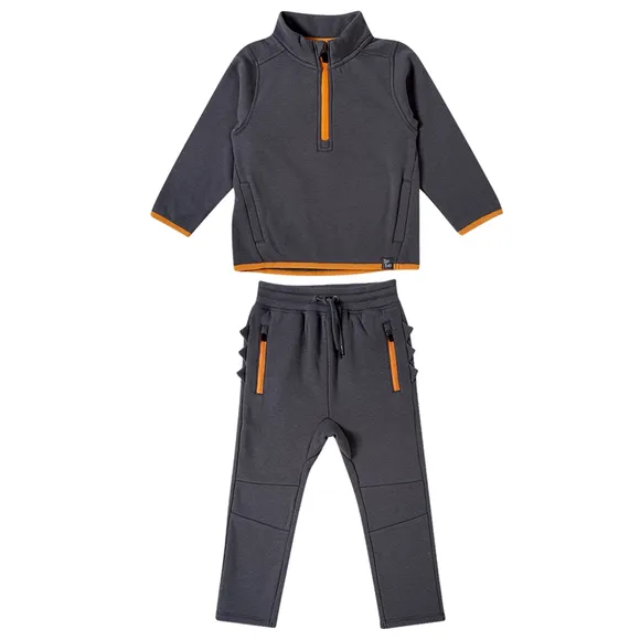 Conjunto Longo Estampa Lisa Com Aplique Moletom Kids Tip Top