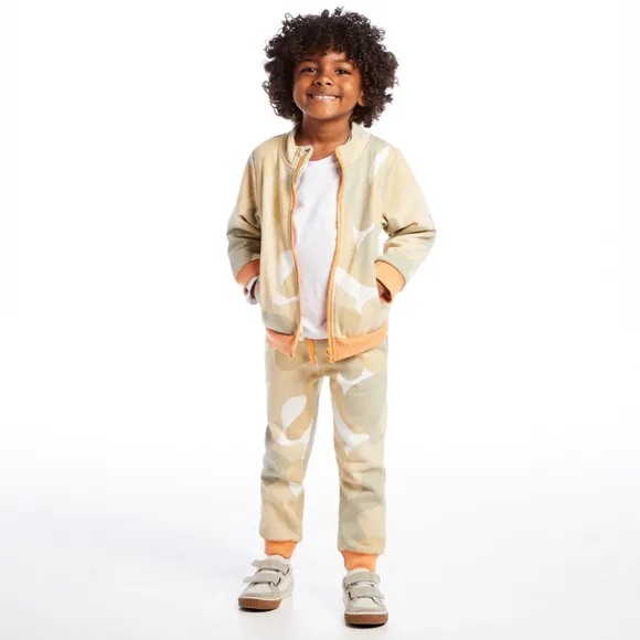 Conjunto Comprido Kids Verde Militar Moletom Tip Top
