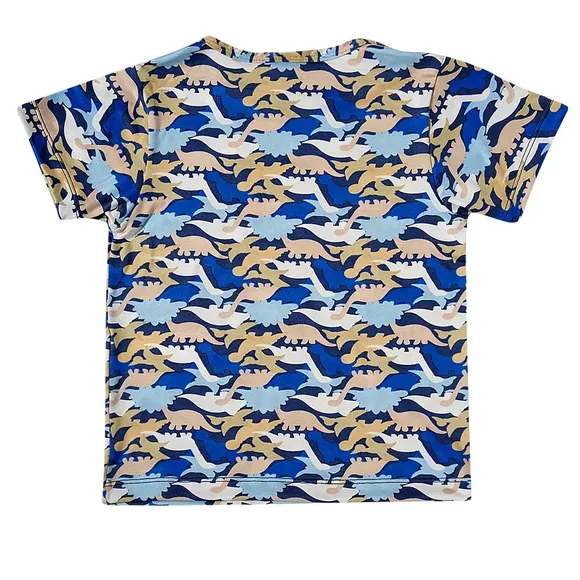 Camiseta Manga Curta Kids Dino Colorido Malha Tip Top