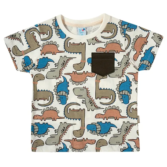 Camiseta Manga Curta Dinossauros Meia Malha Kids Tip Top