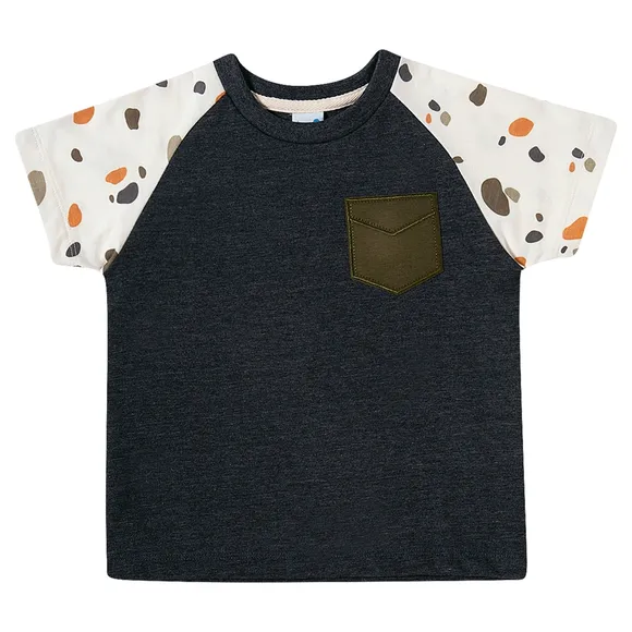 Camiseta Dinossauros Manga Curta Meia Malha Kids Tip Top