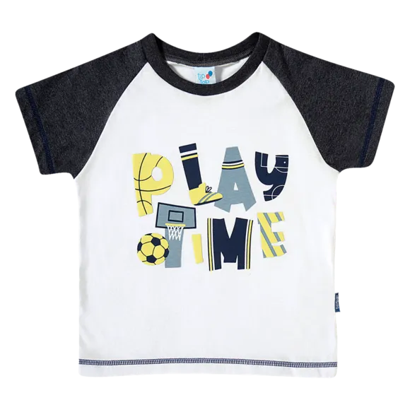 Camiseta Branca Manga Curta Sports Meia Malha Kids Tip Top