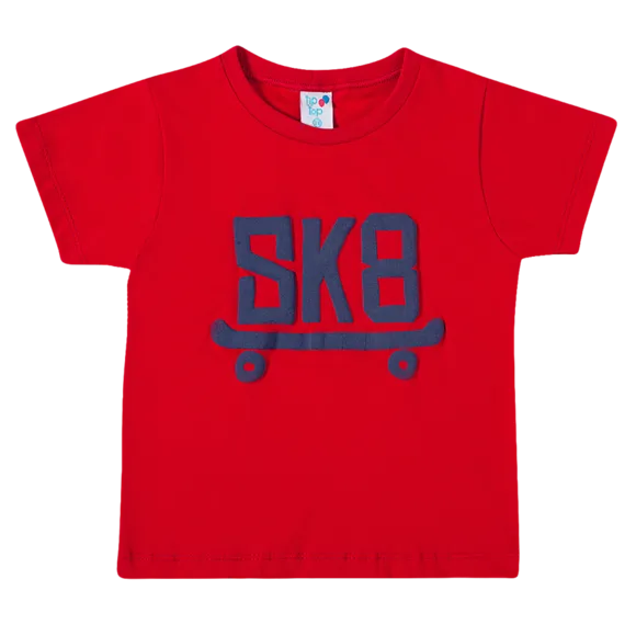 Camiseta Skate Vermelha Meia Malha Kids Tip Top