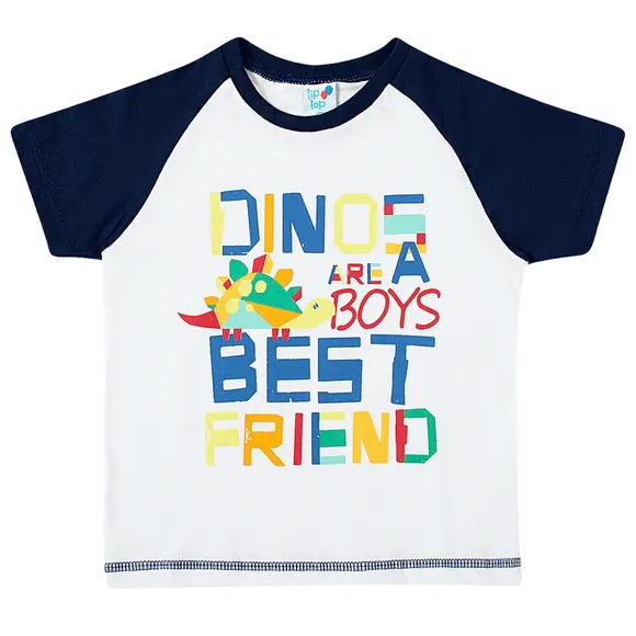 Camiseta Dino Branca Meia Malha Kids Tip Top