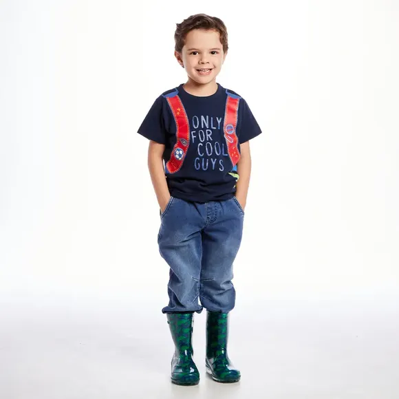 Camiseta Manga Curta Kids Escolar Meia Malha Tip Top