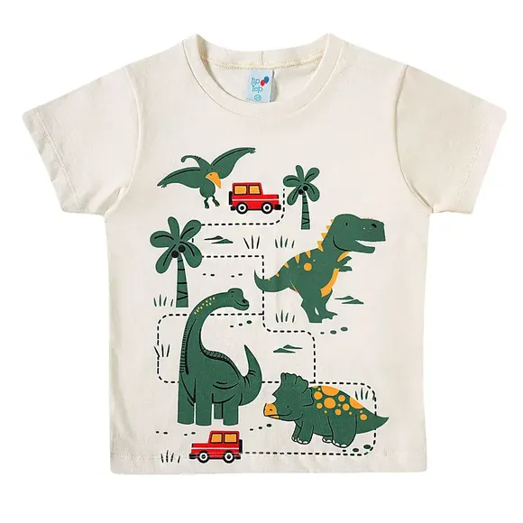 Camiseta Manga Curta Kids Dino Meia Malha Tip Top