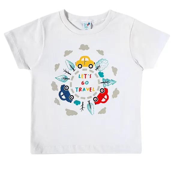 Camiseta Manga Curta Kids Carros Meia Malha Tip Top