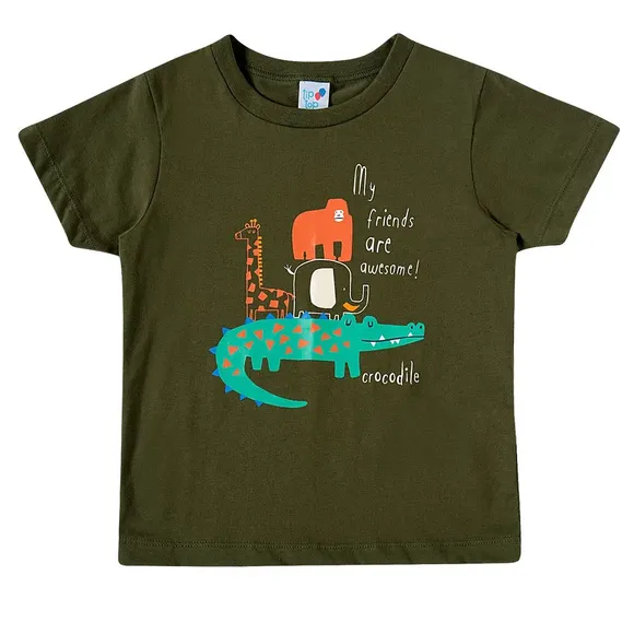 Camiseta Manga Curta Kids Safari Meia Malha Tip Top