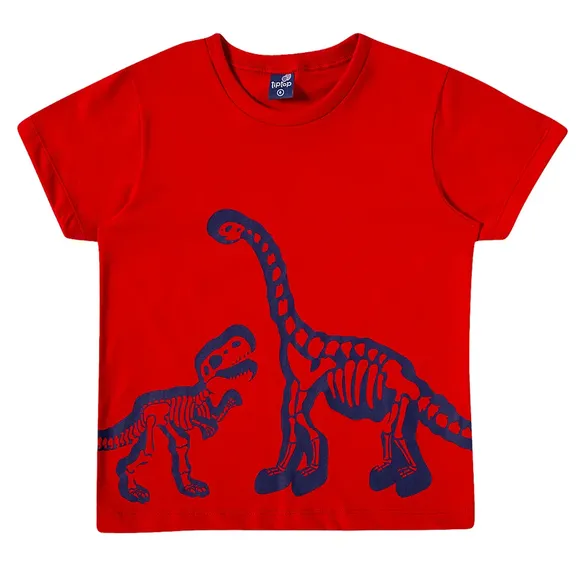 Camiseta Vermelha Manga Curta Kids Dino Meia Malha Tip Top