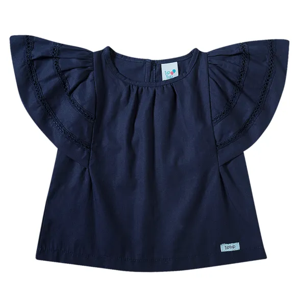 Blusa Manga Curta Estampa Lisa Tricoline Kids Tip Top