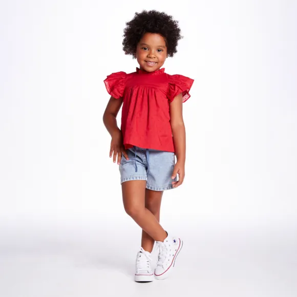 Blusa Manga Curta Kids Festivo Plano Tip Top