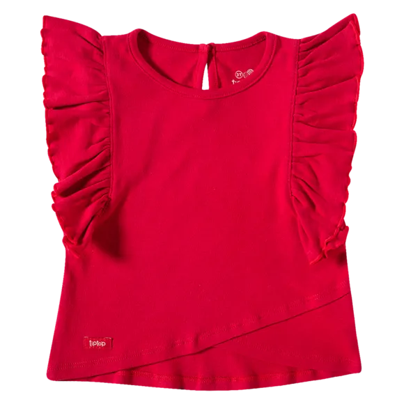 Blusa Manga Curta Festiva Meia Malha Kids Tip Top