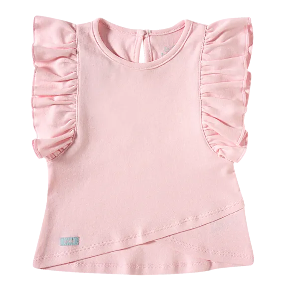 Blusa Manga Curta Festiva Meia Malha Kids Tip Top