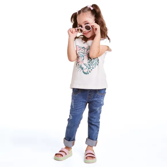 Blusa Manga Curta Safari Suedine Kids Tip Top