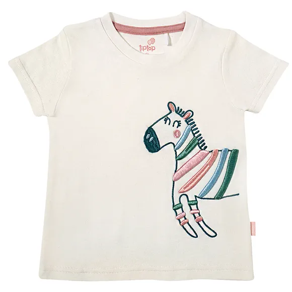 Blusa Manga Curta Safari Suedine Bordado Kids Tip Top