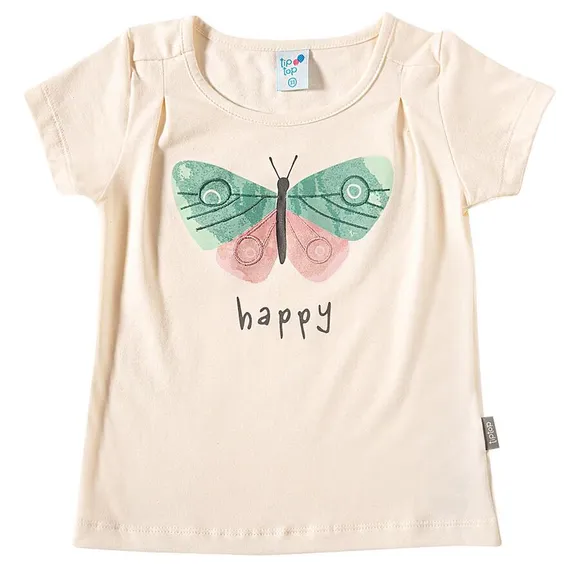 Blusa Manga Curta Kids Borboleta Cotton Tip Top