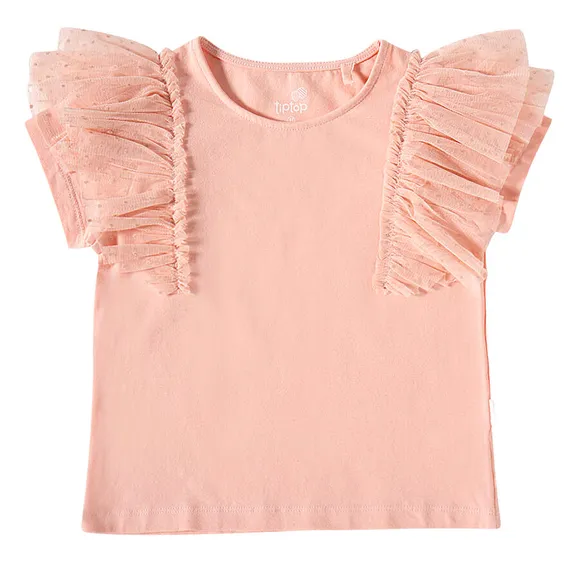 Blusa Manga Curta Kids Rosa Cotton Tip Top