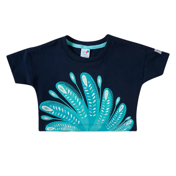 Blusa Cropped Blue Meia Malha Kids Tip Top