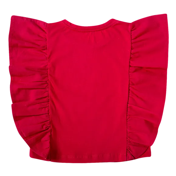 Blusa Festiva Manga Curta Meia Malha Kids Tip Top