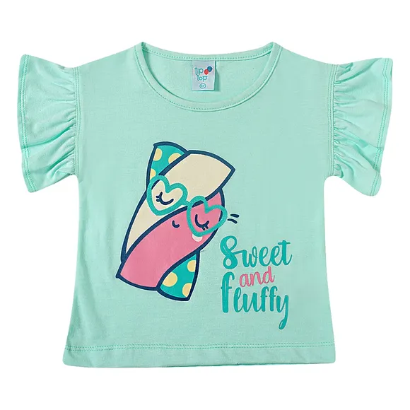 Blusa Manga Curta Verde Agua Meia Malha Kids Tip Top