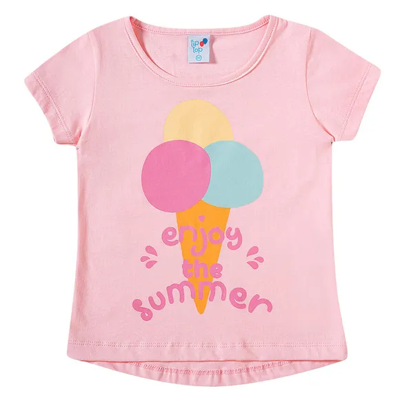 Blusa Manga Curta Kids Sorvetinho Meia Malha Tip Top